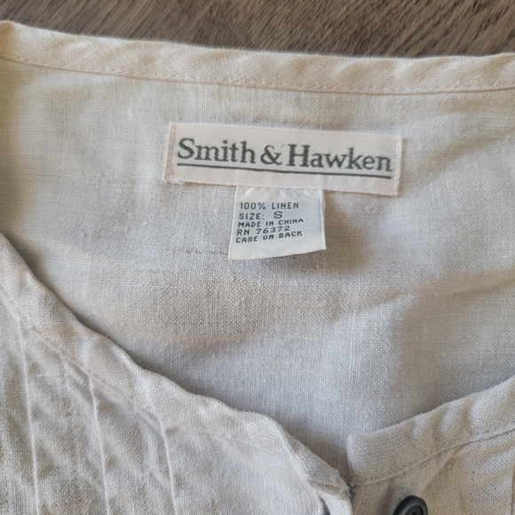 Smith & Hawken Cream Linen Button Tunic Top - Picture 2 of 8